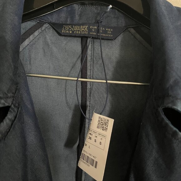BNWT Zara Lyocell Basic Denim Couture Belted Trench Sashay Duster (S) - Picture 3 of 10